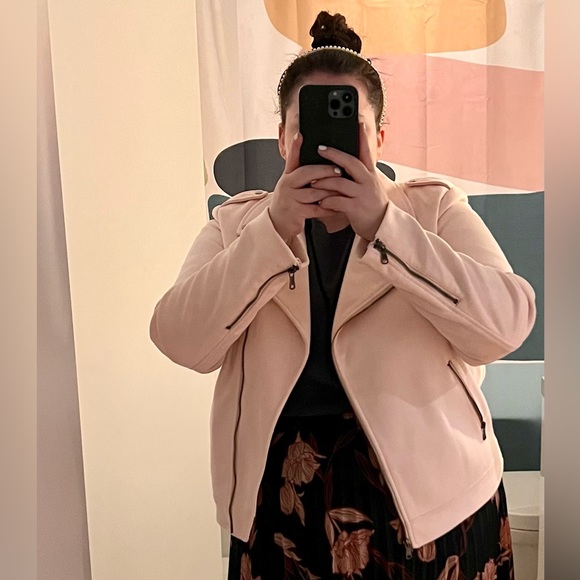 Faux Suede Soft Pink Moto Jacket | Size XL | NWOT - Picture 2 of 4